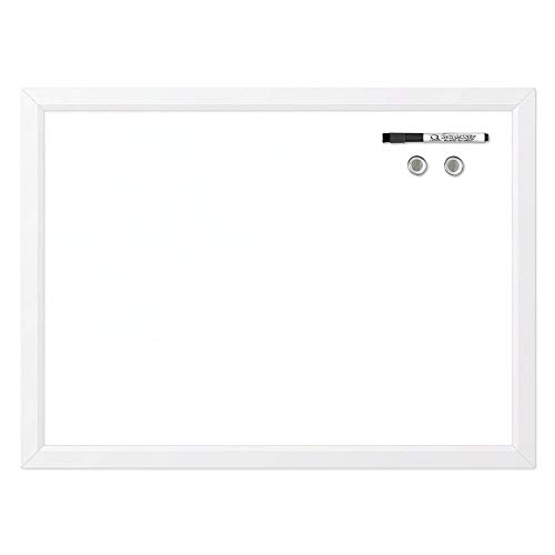 Quartet Magnetic Whiteboard, 17" x 23" Small White Board for Wall, Dry Erase Board for Kids, Perfect for Home Office & Home School Supplies, Dry Erase Marker, Magnets, White Frame (MWDW1723M-WT)