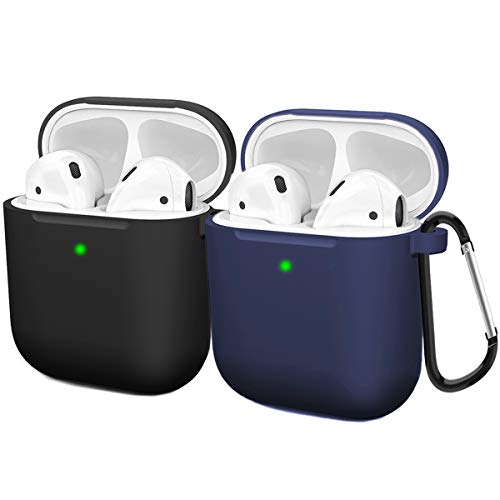 Compatible AirPods Case Cover Silicone Protective Skin for Apple Airpod Case 2&1 (2 Pack) Black/Navy Blue
