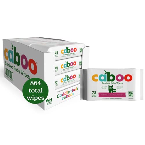 Caboo Tree Free Bamboo Baby Wipes, Eco Friendly Naturally Derived Baby Wipes for Sensitive Skin, 12 Resealable Peel Tab Travel Packs, 72 Wipes Per Pack, Bulk Total of 864 Wipes