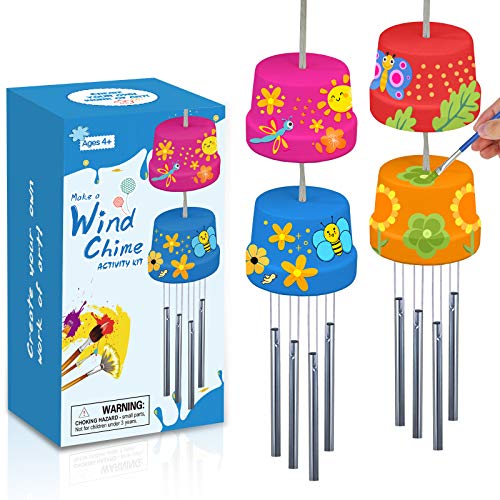2-Pack Make A Wind Chime Kits - Arts & Crafts Construct & Paint Wind Powered Musical Chime DIY Gift for Kids, Boys & Girls