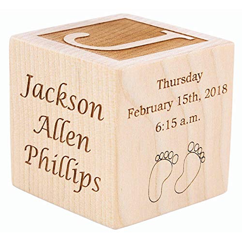 Personalized Wood Baby Birth Block, Choose from 3 Sizes, New Baby Gifts, Baby Boy, Baby Girl, Newborn Gifts (2")