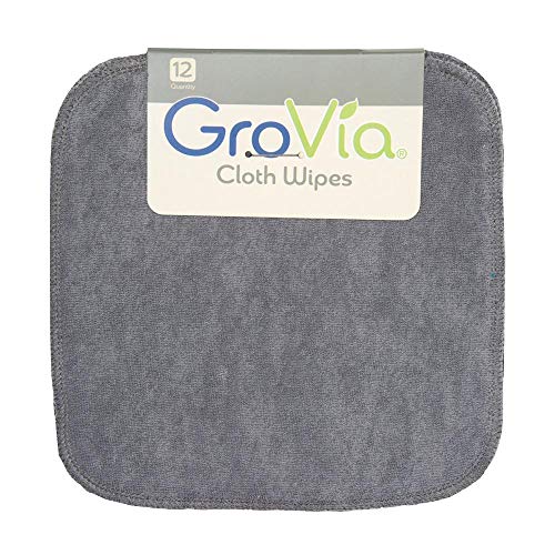 GroVia Reusable Cloth Diapering Wipes, 12 Count, Cloud
