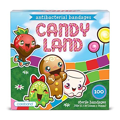Candy Land Kids Bandages, 100 ct | Wear Like Stickers, Childrens Adhesive Antibacterial Bandages for Minor Cuts, Scrapes, Burns. Easter Basket Stuffers for Kids & Toddlers