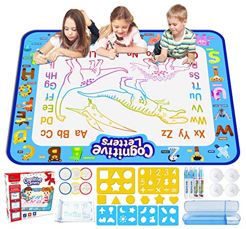 Jasonwell Aqua Magic Doodle Mat 40 X 32 Inches Extra Large Water Drawing Doodling Mat Coloring Mat Educational Toys Gifts for Kids Toddlers Boys Girls Age 3 4 5 6 7 8 Year Old