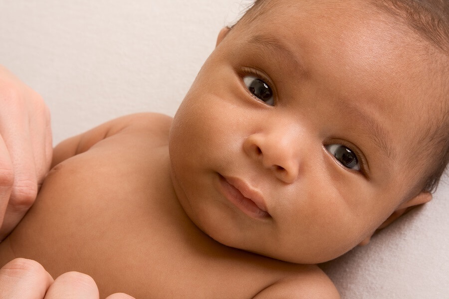 Close up of African American baby