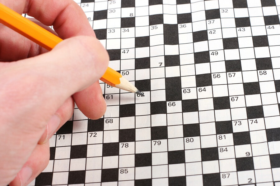 Doing a crossword puzzle