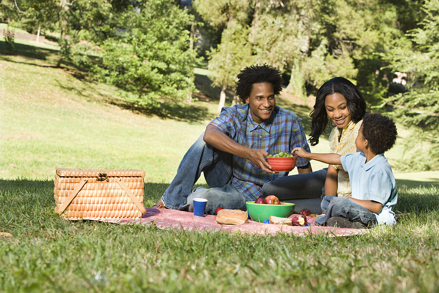 Thoughtful Mothers Day gift, family enjoying picnic in the park