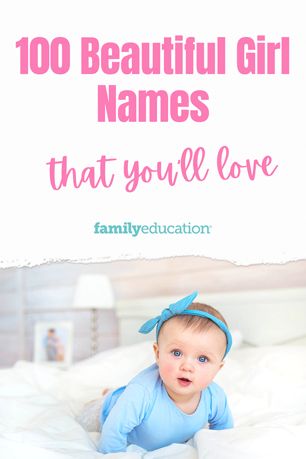 pinterest graphic of 100 beautiful girl names