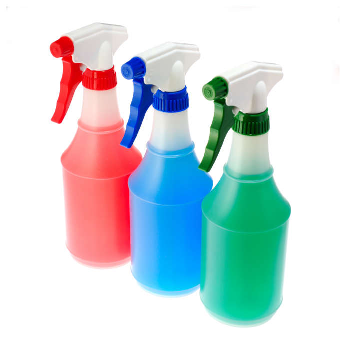 Colorful spray cleaners