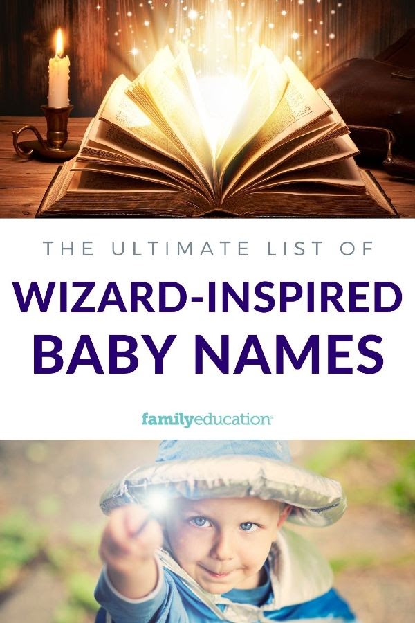 pinterest graphic of wizard inspired baby names