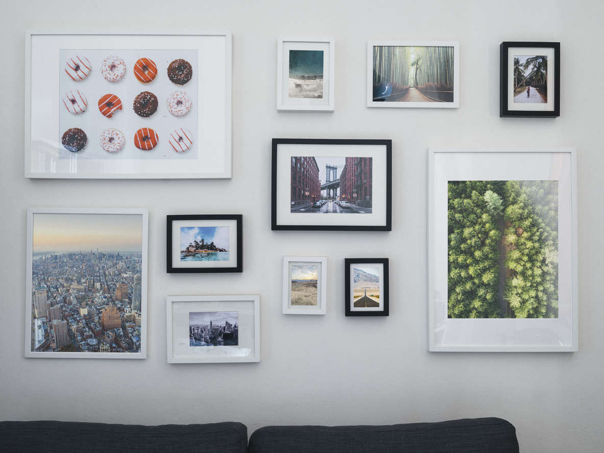 gallery wall of frames and cool images