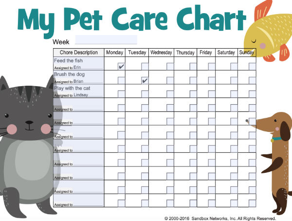 printable pet care chart