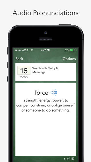 Flashcards is a free app that helps you build vocabulary