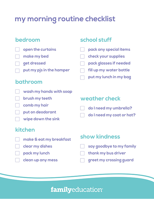 my morning routine checklist - FamilyEducation