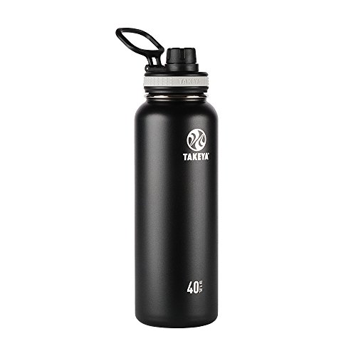 Takeya Originals Vacuum-Insulated Stainless-Steel Water Bottle, 40oz, Black