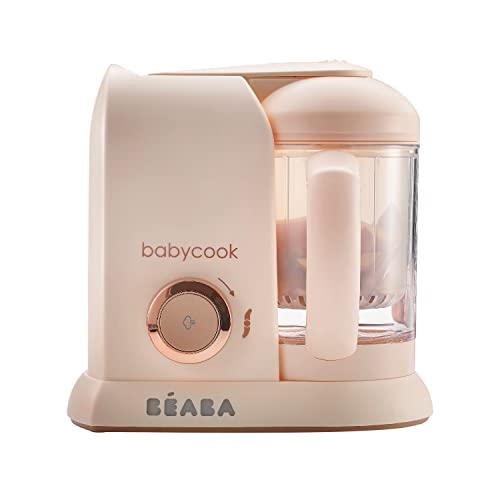 BEABA Babycook Solo 4 in 1 Baby Food Maker, Baby Food Processor, Steam Cook and Blender, Large Capacity 4.5 Cups, Cook healthy baby food at Home, Dishwasher Safe, Rose Gold