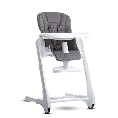 Joovy Foodoo High Chair, Newborn-Ready Reclinable Seat, Adjustable Footrest, 8 Height Positions, Charcoal