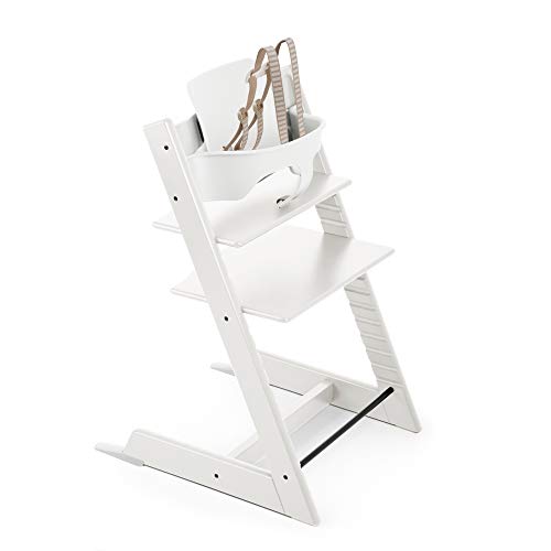 Tripp Trapp High Chair from Stokke, White - Adjustable, Convertible Chair for Children & Adults - Includes Baby Set with Removable Harness for Ages 6-36 Months - Ergonomic & Classic Design