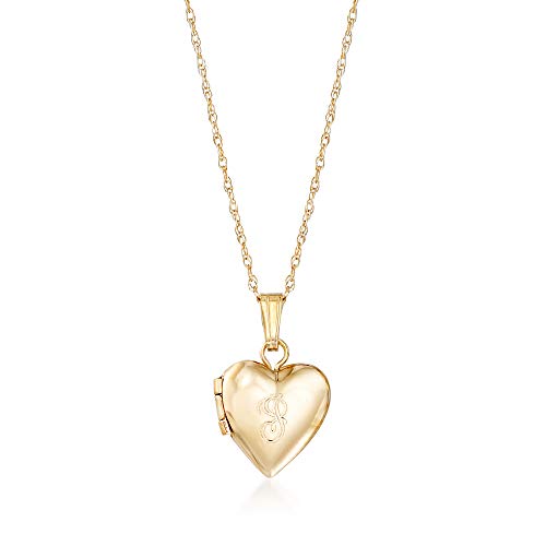 Ross-Simons Baby's 14kt Yellow Gold Single Initial Heart Locket Necklace