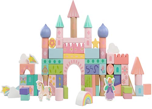 Cheetoys Fairytale Kingdom Color Wooden Building Blocks Castle with Unicorn and Fairy Gift for Girls and Boys