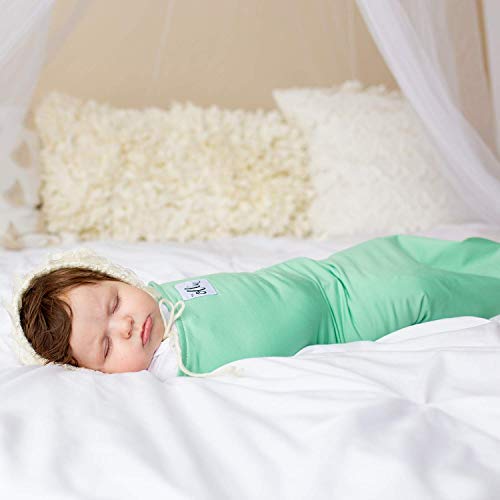The Ollie Swaddle (Meadow)--Helps to Reduce The Moro (Startle) Reflex -- Made from Custom Moisture-Wicking Material--No Overheating--Size Adjustable for All Months of Babies