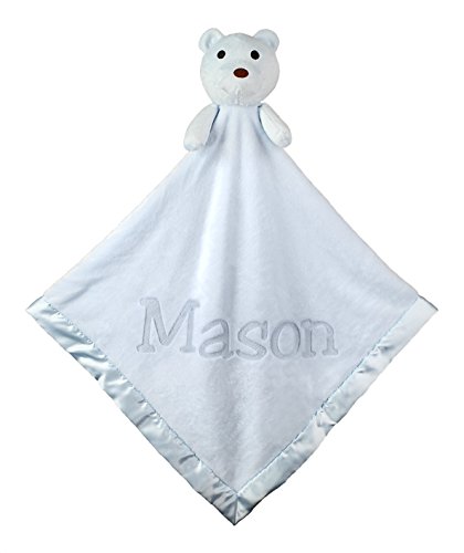 Custom Catch Personalized Teddy Bear Baby Blanket Gift for Boy - Blue