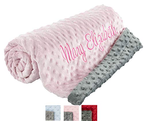 berry bebe Personalized Baby Blanket for Girls, Baby Girl Gifts, Baby Name Blanket, Plush and Cozy Minky Dot, Customized Pink Blanket for Baby Girl