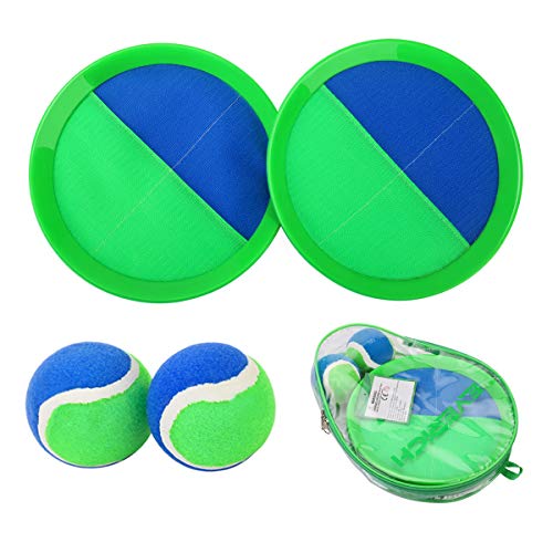 EVERICH TOY Catch Ball Game for Kids-Toss and Catch Games Lawn Game-Upgraded Version Outdoor Paddle Balls Toys for Kids/Family, Boys and Girls Gifts(2 Rackets,2Balls,1 Bag)