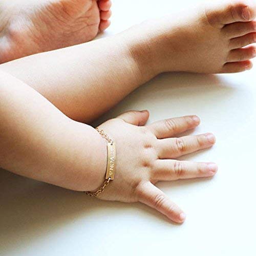 Personalized Baby Name bracelet, Adjustable Baby Toddler Child ID Bracelet, Personalized Girl Boy Gift, 14K Gold Filled, 14K Rose Gold Filled, Sterling Silver (CG277B_1X.25).