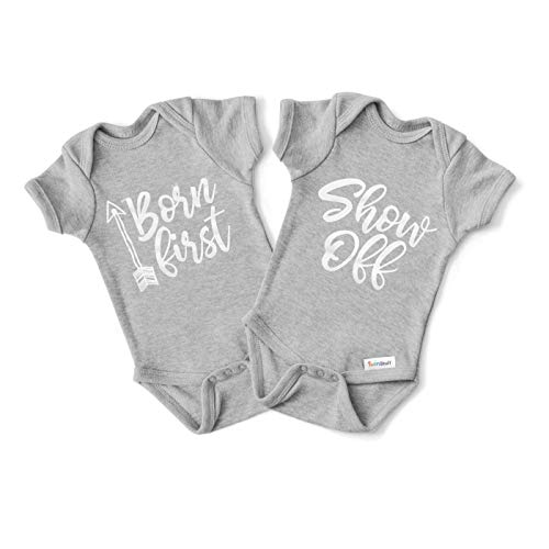 Twin Onesies Outfits for Baby Girls & Boys, Perfect for Newborn Twins. Set of Onesies 0-3 Month Sizes