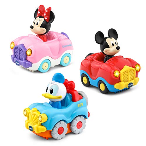 VTech Go! Go! Smart Wheels Disney Starter Pack with Mickey Mouse Convertible, Minnie Mouse Convertible and Donald Duck SUV, Multicolor