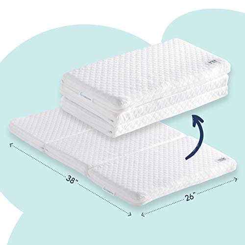 1.5 1.5 Easy to Clean Anti-Microbial & Non-Toxic Cover LA Baby Multi-Use Waterproof Folding Portable Crib Mattress/Play Mat with Travel Carry Case Hypo-Allergenic 