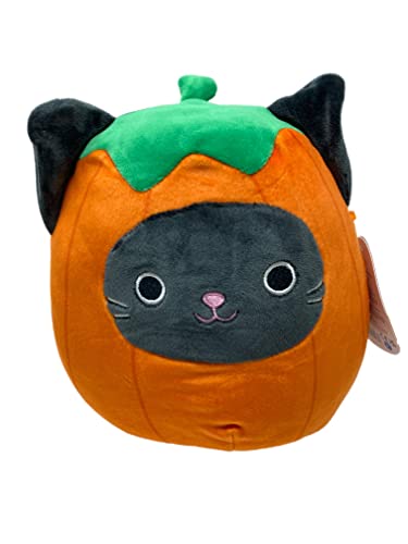 Squishmallows Official Kellytoy Halloween Squishy Soft Plush Toy Animals (Calio Black Cat Pumpkin Costume, 8 Inch)