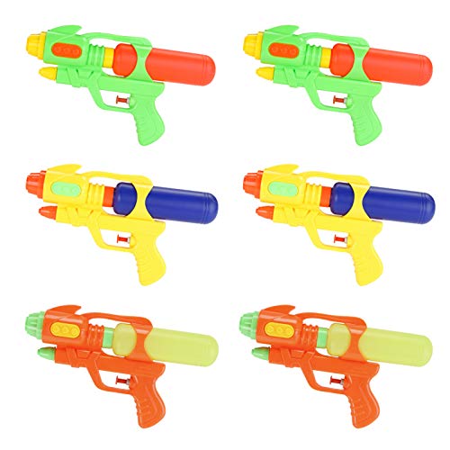 Fun-Here Water Guns 9 Inch 6 Packs for Kids Adults Multicolor Squirt Gun in Party Pool Bath Favors Indoor Outdoor Funy Summer Toy (Pack of 6) (9 Inch)