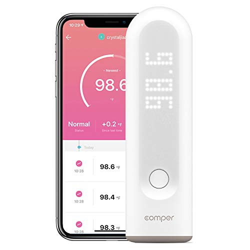 Comper Smart Medical Forehead Thermometer, No-Touch Infrared Thermometer, Digital Temporal Thermometer, Accurate, Fast Reading and Recording Fever for Baby, Kids, Adult