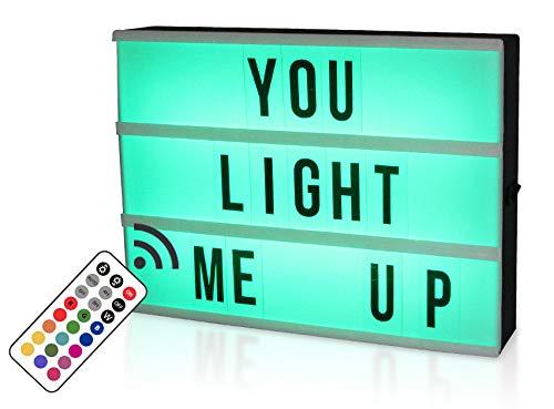 Cinema Lightbox, Cinema Board with Color-Changing LED, 100 Letters and Numbers for Your Own Personal Sign with Classic White, RGB Color Change, and Freeze Model, USB and Storage for Letters Included.