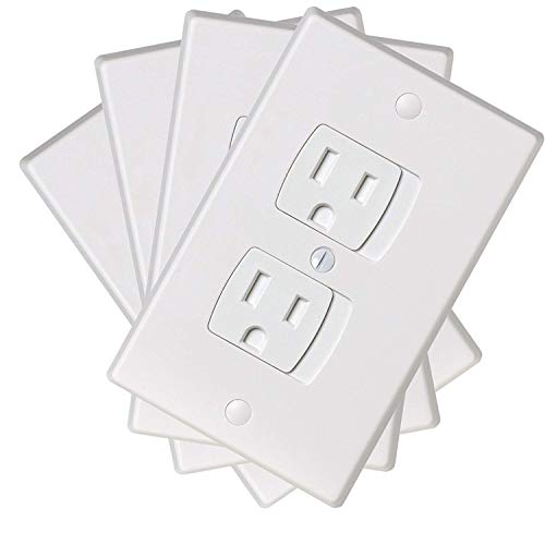 Ziz Home Self-Closing Childproof Outlet Covers | 4 Pack | White | Universal Electric Outlet Cover - Baby Proof Kit - Child Safety Wall Socket Plug - Durable ABS Plastic - Protection | Proofing