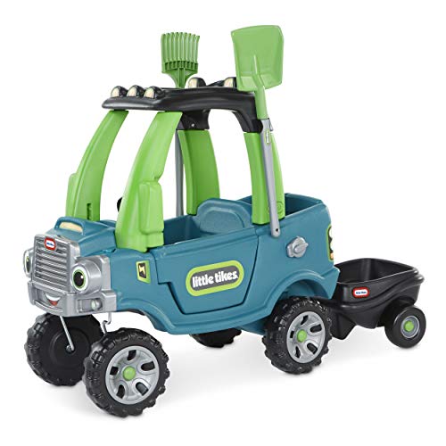 Little Tikes Go Green! Cozy Truck w/ Trailer & Garden Tools for Kids | Recycled Plastic