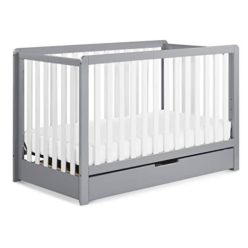 Carter's by DaVinci Colby 4-in-1 Convertible Crib with Trundle Drawer in Grey and White, Greenguard Gold Certified, Undercrib Storage