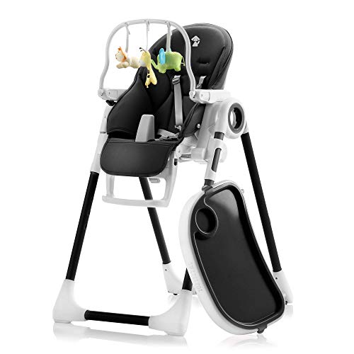 Sweety Fox - Baby High Chair Black - Adjustable to 7 Different Heights and 5 Different seat Positions - High Chairs for Babies and Toddlers - Foldable
