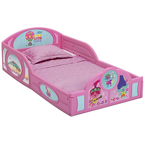Trolls World Tour Plastic Sleep and Play Toddler Bed with Attached Guardrails by Delta Children