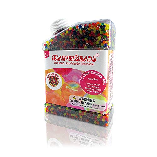 MarvelBeads 50,000 Water Beads [Non-Toxic] Fully Certified, Rainbow Mix for Kids Sensory Play and Spa Refill BPA & Phthalate Free (Over Half Pound)