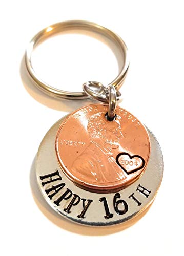 Personalised Initial Charm & Coin Keyring Birthday Gift For Him Or Her In Gift Bag