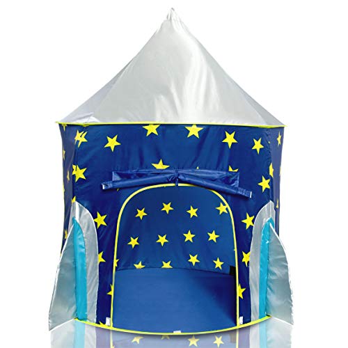 USA Toyz Rocket Ship Play Tent for Kids - Indoor Playhouse Pop Up Tent for Boys and Girls with Included Space Projector Toy and Storage Carry Bag