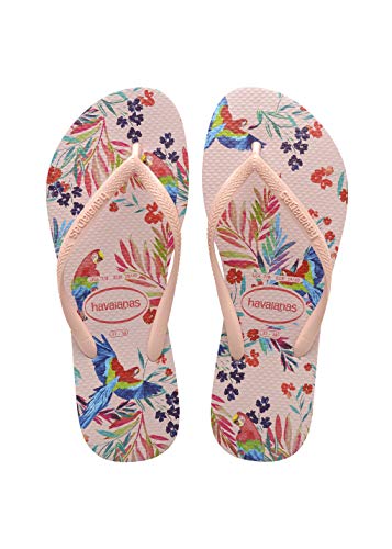 Havaianas Kid's Slim Tropical Floral Flip Flop Sandal, Ballet Rose, 13/1 M US Little Kid