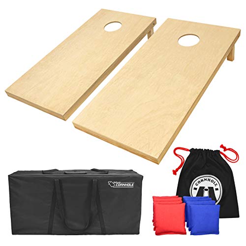 GoSports Solid Wood Premium Cornhole Set - Choose Between 4 x 2feet or 3 x 2feet Game Boards - Includes Set of 8 Corn Hole Toss Bags