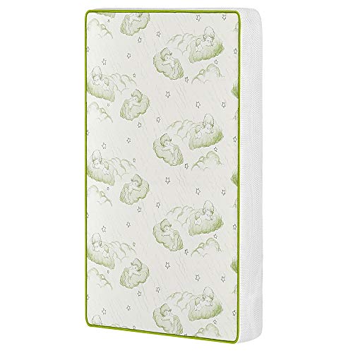Dream On Me Breathable Two-Sided 3" Square Corner Play Yard Mattress, White/Green
