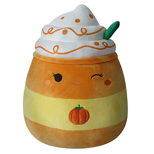 Squishmallows 14-Inch Orange Pumpkin Spice Latte with Green Straw Plush - Add Delindy to Your Squad, Ultrasoft Stuffed Animal Large Plush Toy, Official Kelly Toy Plush