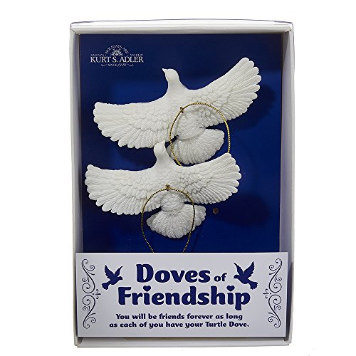 Kurt Adler 4.5" Resin Friendship Dove Ornament Set of 2