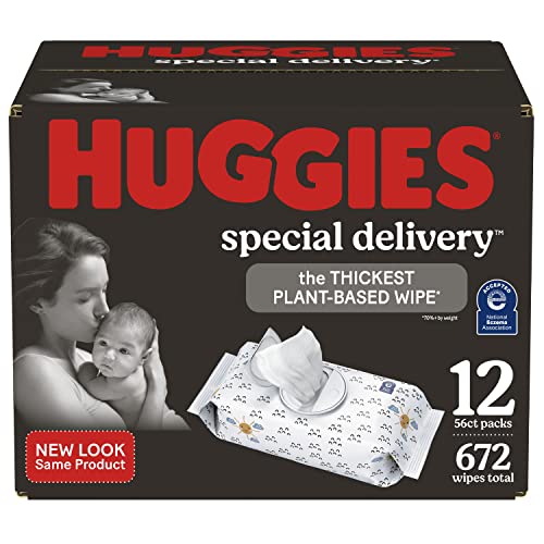 Huggies Baby Wipes, Unscented, 672 Wipes (Total), 56 Count (Pack of 12) - Packaging May Vary